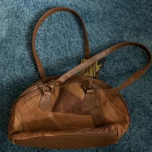 Vintage brown patchwork purse- new